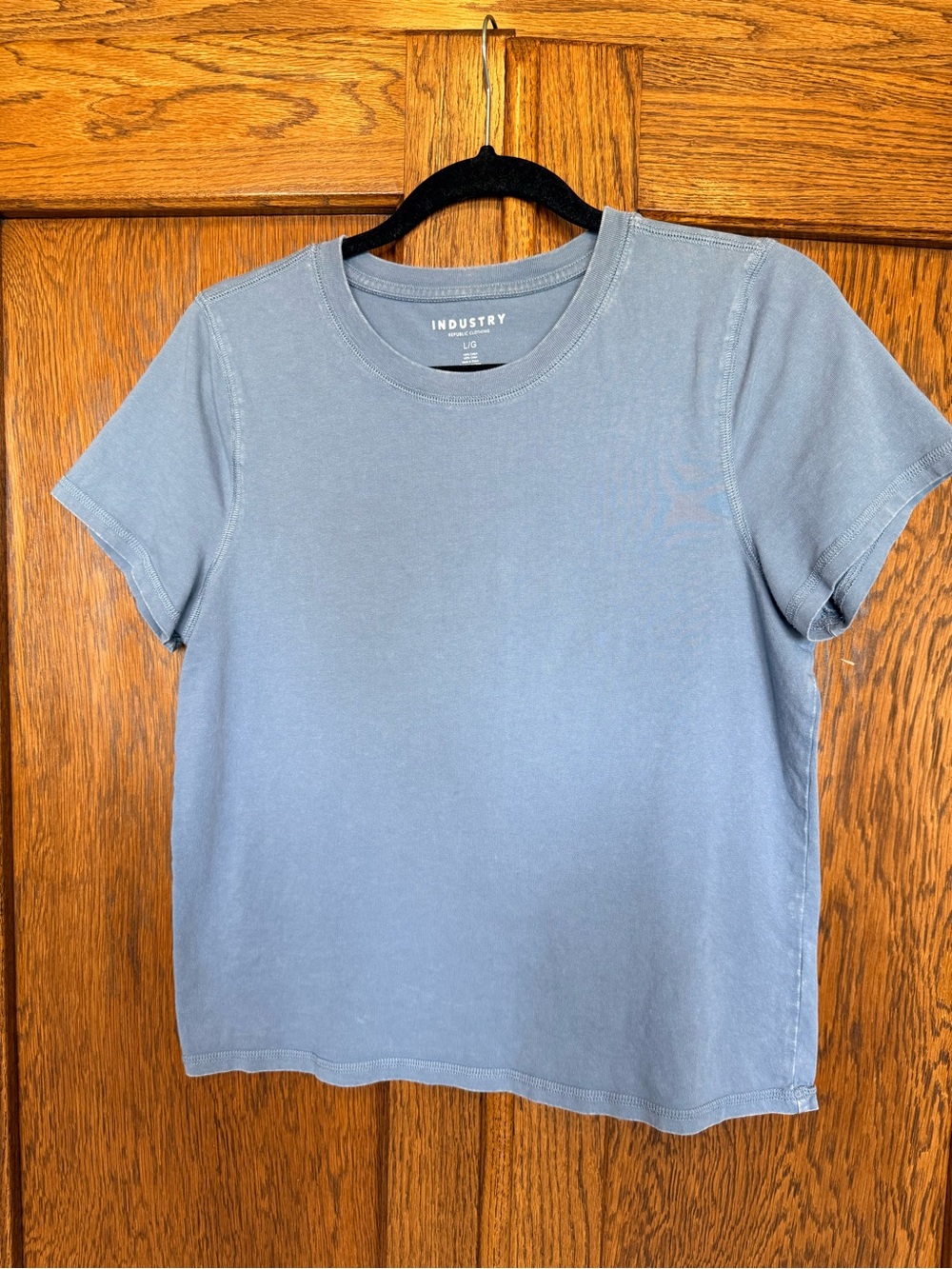 INDUSTRY Women's Washed Blue Crop Tee 100% cotton